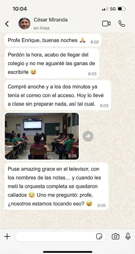 Mensaje de un maestro que usa el catálogo